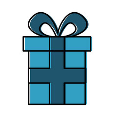 cute gift box wrapped ribbon bow vector illustration