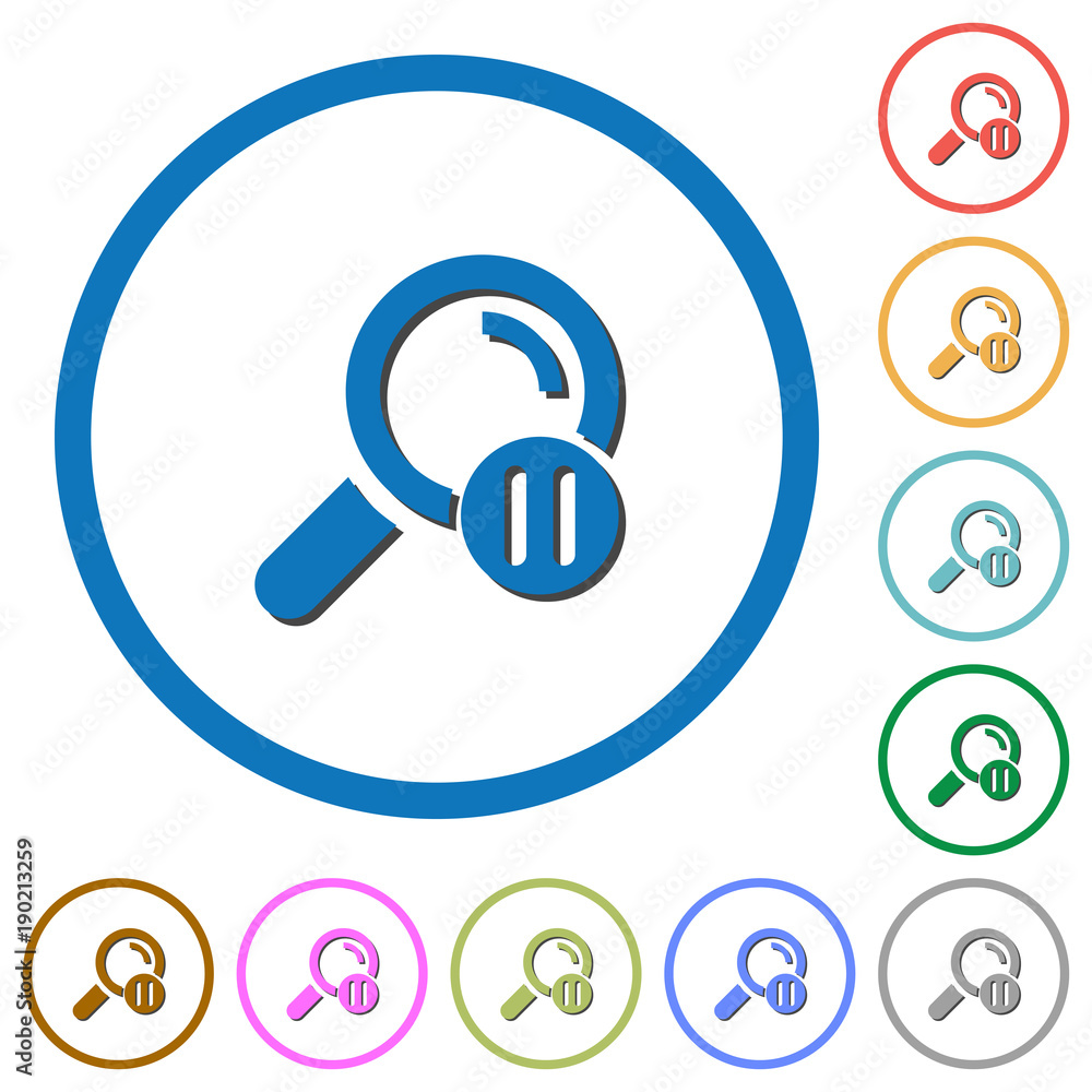 Poster pause search icons with shadows and outlines