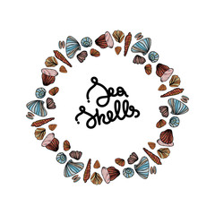 Round frame of sea shells.