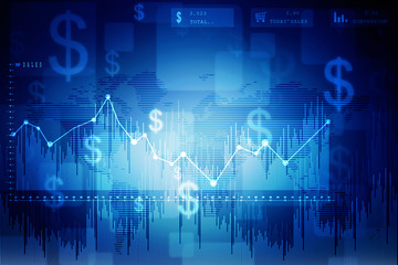 3d rendering Stock market online business concept. business Graph 