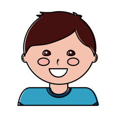 portrait happy young boy character vector illustration