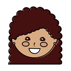 young cute girl face happy character vector illustration