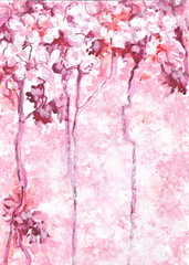 Abstract pink background inspired by the blooming trees