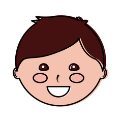 happy cute boy face young character vector illustration
