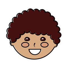 happy cute boy face young character vector illustration