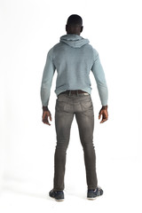 portrait of african man back on white