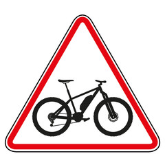 Fototapeta premium Panneau VTT Électrique e-bike Attention