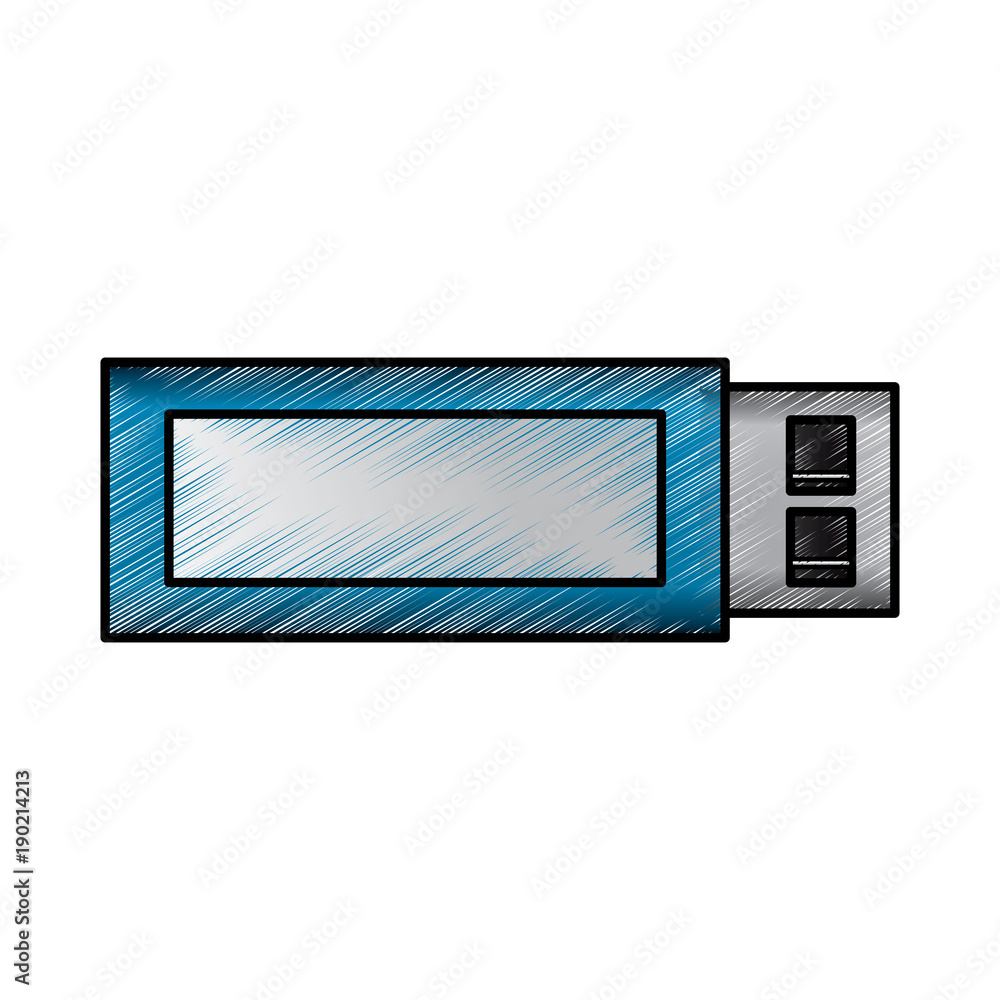 Poster usb flash memory backup technology icon vector illustration drawing design