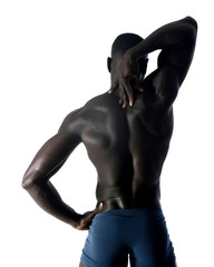 Fototapeta na wymiar portrait of a black athletic man on his back