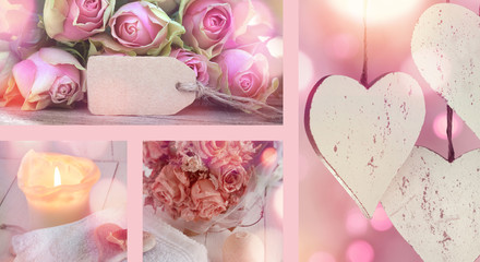 Collage with pink roses  for mothers day
