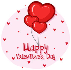 Card template for valentine's day with heart balloons