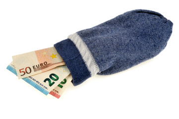 Billets de banque dans des chaussettes