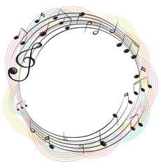 Music notes on round frame
