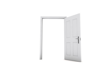 Open door isolaed on a white background. 3D Rendering