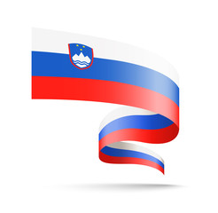 Slovenia flag in the form of wave ribbon. Vector illustration on white background.