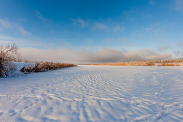 Beautiful winter landscape at the morning