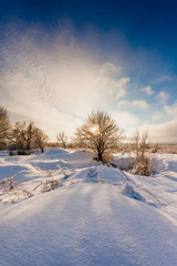 Beautiful winter landscape at the morning