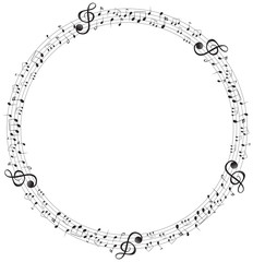 Music notes on round scales frame