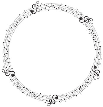 Music notes on round scales frame