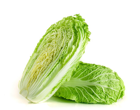 chinese cabbage and half isolated on white background