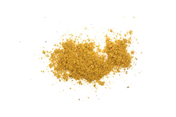 curry powder isolated on white background. Top view