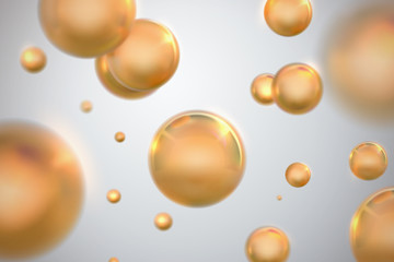 Abstract background with glossy golden spheres