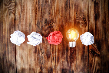 idea background of bulb and paper 