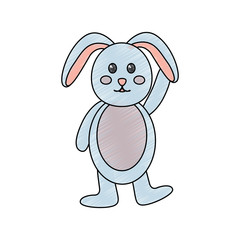 cute standing little bunny waving hand vector illustration