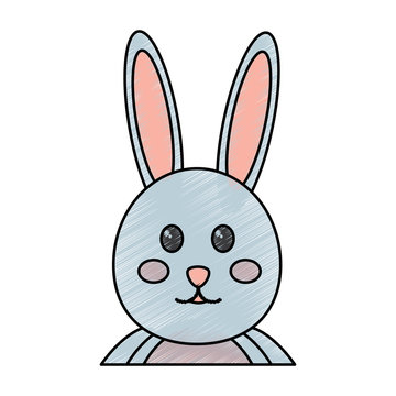 cute bunny face cartoon funny animal vector illustration