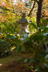 Outstanding Autumn View of Colorful Trees and Leaves in Beautiful Japanese Garden in Portland Oregon USA