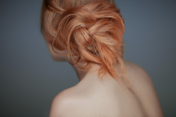 beautiful fitted casual, modern hairstyle, sensual woman studio shot can be used as background