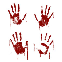 Red Bloody Scary Hands Imprint Set. Vector