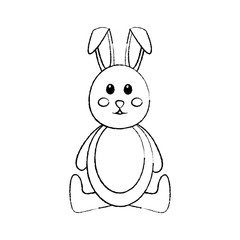 cute funny rabbit sitting animal vector illustration
