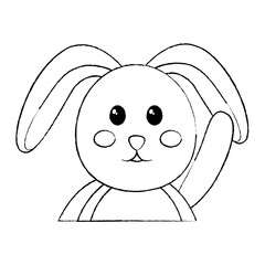 cute bunny face cartoon funny animal vector illustration