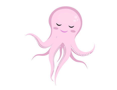 Cute octopus horse icon, flat, cartoon style. Isolated on white background. Vector illustration