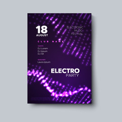 Electro party invitation poster. 