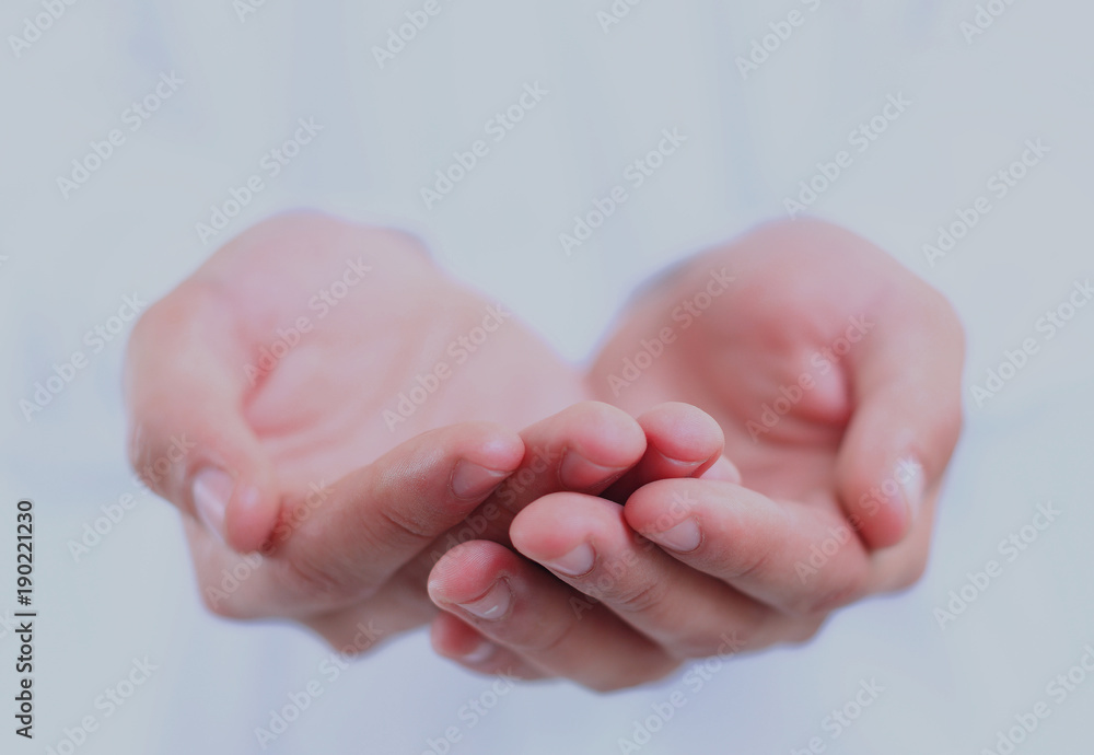 Wall mural open hands of a man.