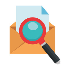 envelope mail with magnifying glass vector illustration design