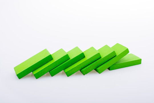 Coorful domino blocks on white background