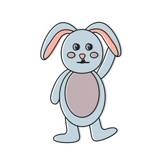 cute standing little bunny waving hand vector illustration