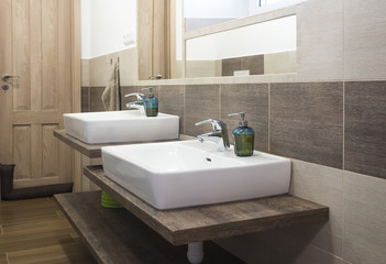 modern bathroom with a children's sink