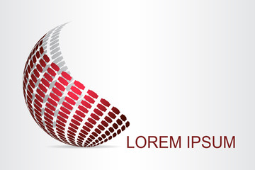 Logo stylized spherical surface with abstract shapes