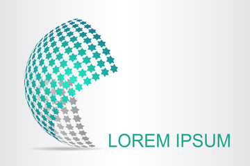 Logo stylized spherical surface with abstract shapes