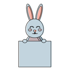 cute rabbit holding blank sign board vector illustration