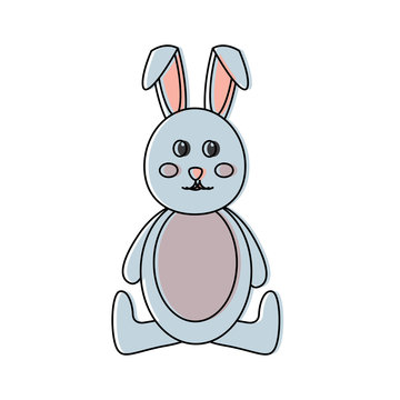 cute funny rabbit sitting animal vector illustration