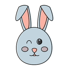 cute bunny face cartoon funny animal vector illustration