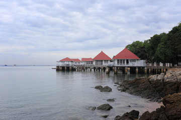 Fototapeta na wymiar House bungalow in coastal sea area.