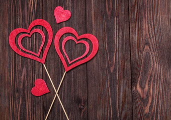 Love concept for mother's day and valentine's day. Valentine. Love. Valentine's Day postcard. Happy Valentine's day hearts on wooden background. Valentine card with space for text
