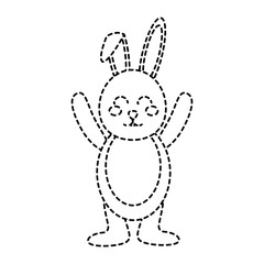 cute standing little bunny with hands up vector illustration sticker design