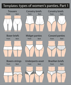Templates of different types of women's panties to create color options